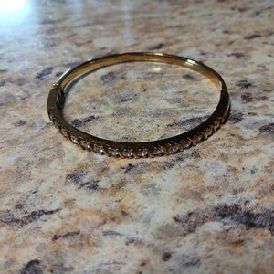 Elegant Gold Cuff Bracelet with Crystal Accents